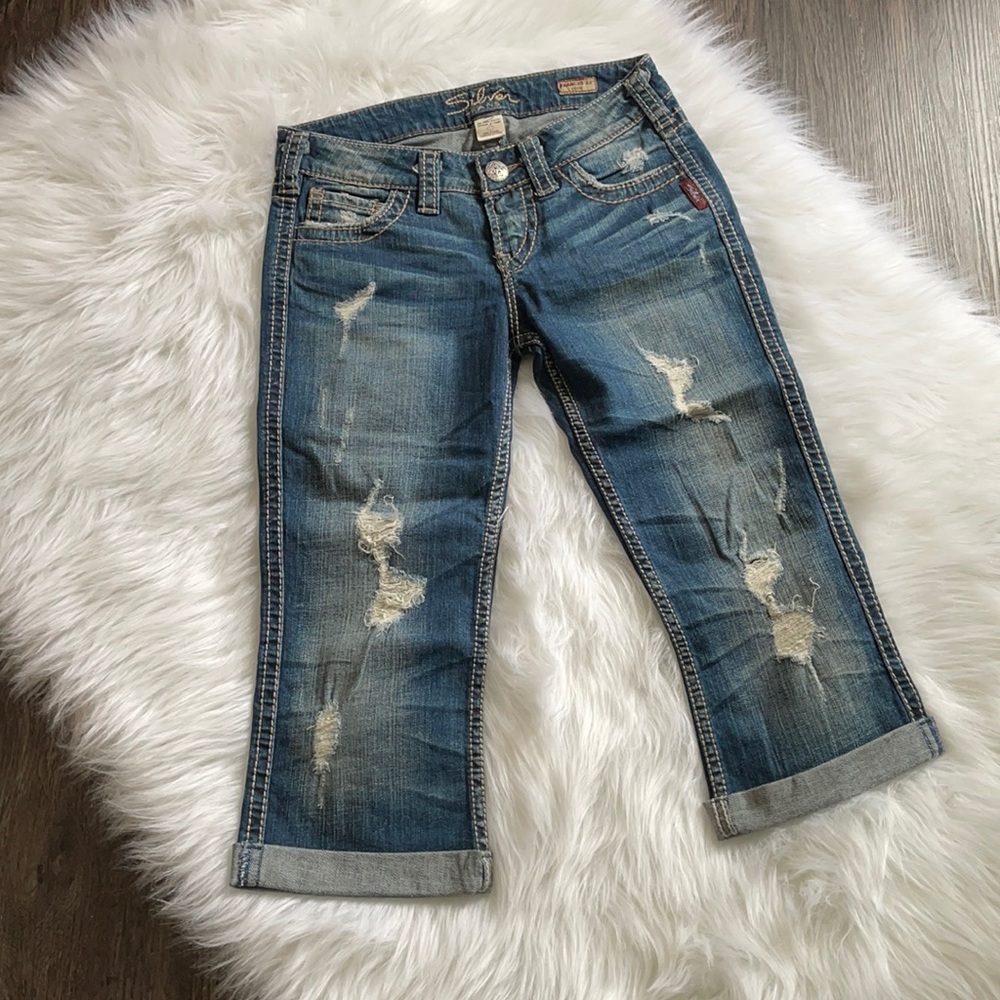 Silver Jeans Cropped Destroyed Style
